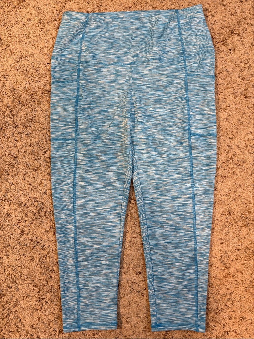 Chico's Zynergy Blue Space-Dye Athletic Capri Leggings Size 8-10 NWT